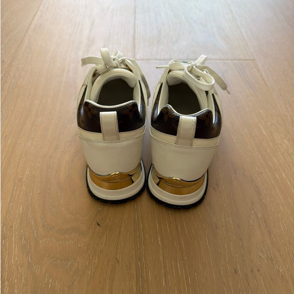 Louis Vuitton Calfskin Monogram Run Away Sneaker Size 37 in White Brown Gold - Picture 5 of 10